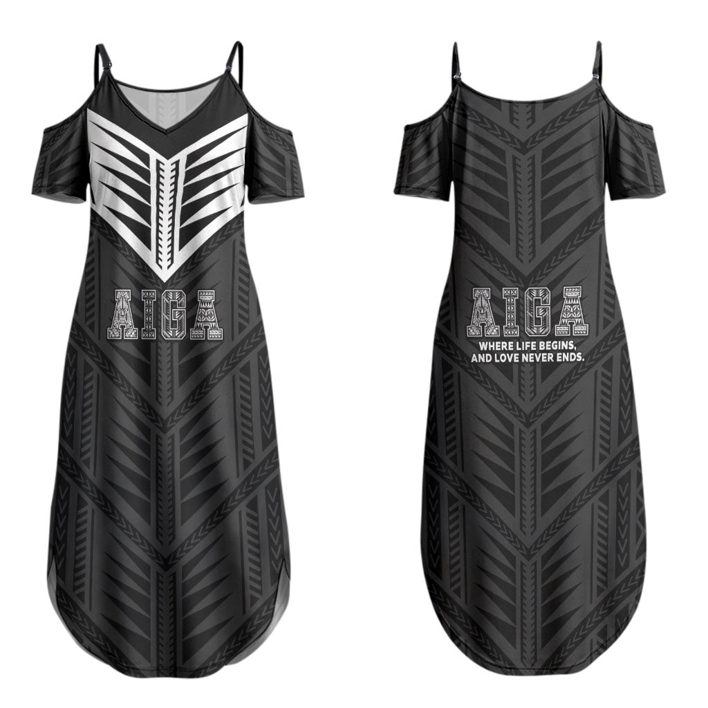 Samoa Aiga Couples Matching Summer Maxi Dress and Hawaiian Shirt Samoan Tribal Pattern LT05 - Polynesian Pride