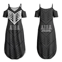 Samoa Aiga Couples Matching Summer Maxi Dress and Long Sleeve Button Shirt Samoan Tribal Pattern LT05 - Polynesian Pride