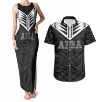 Samoa Aiga Couples Matching Tank Maxi Dress and Hawaiian Shirt Samoan Tribal Pattern LT05 Black - Polynesian Pride