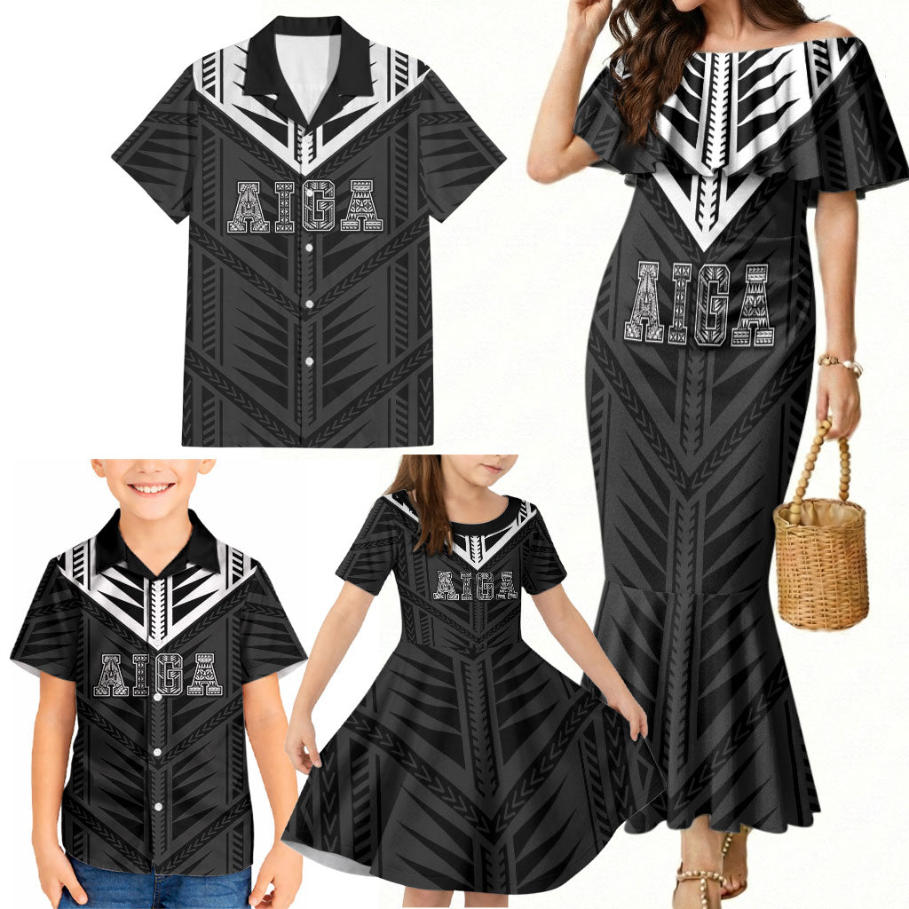 Samoa Aiga Family Matching Mermaid Dress and Hawaiian Shirt Samoan Tribal Pattern LT05 - Polynesian Pride