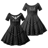 Samoa Aiga Family Matching Mermaid Dress and Hawaiian Shirt Samoan Tribal Pattern LT05 Daughter's Dress Black - Polynesian Pride