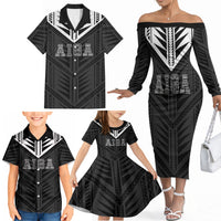 Samoa Aiga Family Matching Off The Shoulder Long Sleeve Dress and Hawaiian Shirt Samoan Tribal Pattern LT05 - Polynesian Pride