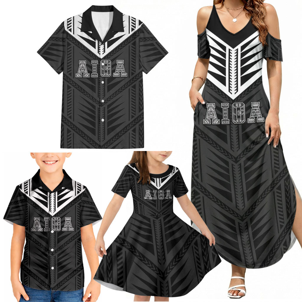 Samoa Aiga Family Matching Summer Maxi Dress and Hawaiian Shirt Samoan Tribal Pattern LT05 - Polynesian Pride