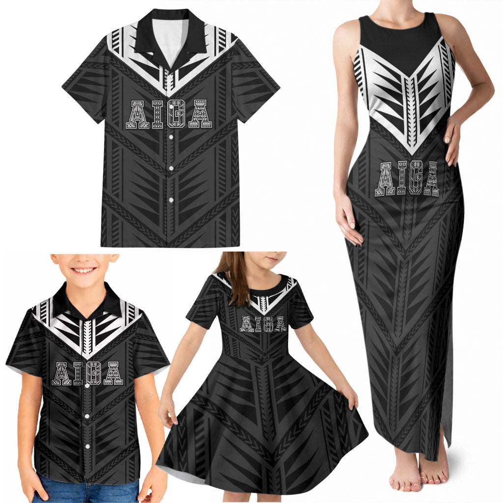 Samoa Aiga Family Matching Tank Maxi Dress and Hawaiian Shirt Samoan Tribal Pattern LT05 - Polynesian Pride