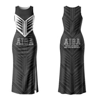 Samoa Aiga Family Matching Tank Maxi Dress and Hawaiian Shirt Samoan Tribal Pattern LT05 Mom's Dress Black - Polynesian Pride