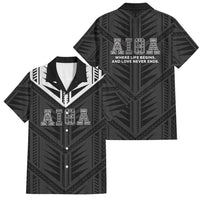 Samoa Aiga Family Matching Tank Maxi Dress and Hawaiian Shirt Samoan Tribal Pattern LT05 Dad's Shirt - Short Sleeve Black - Polynesian Pride