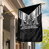 Samoa Aiga Garden Flag Samoan Tribal Pattern LT05 House Flag Black - Polynesian Pride