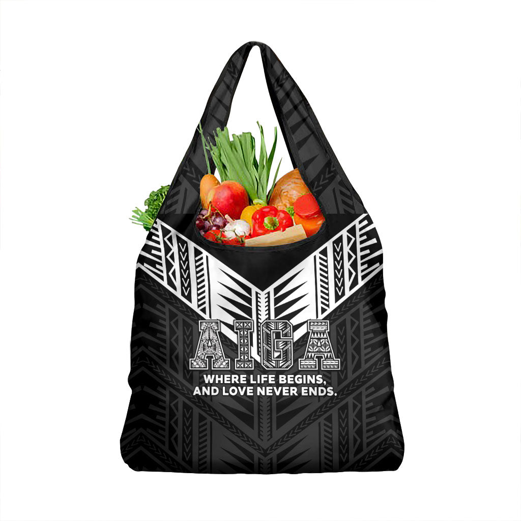 Samoa Aiga Grocery Bag Samoan Tribal Pattern LT05 1-pack One Size Black - Polynesian Pride