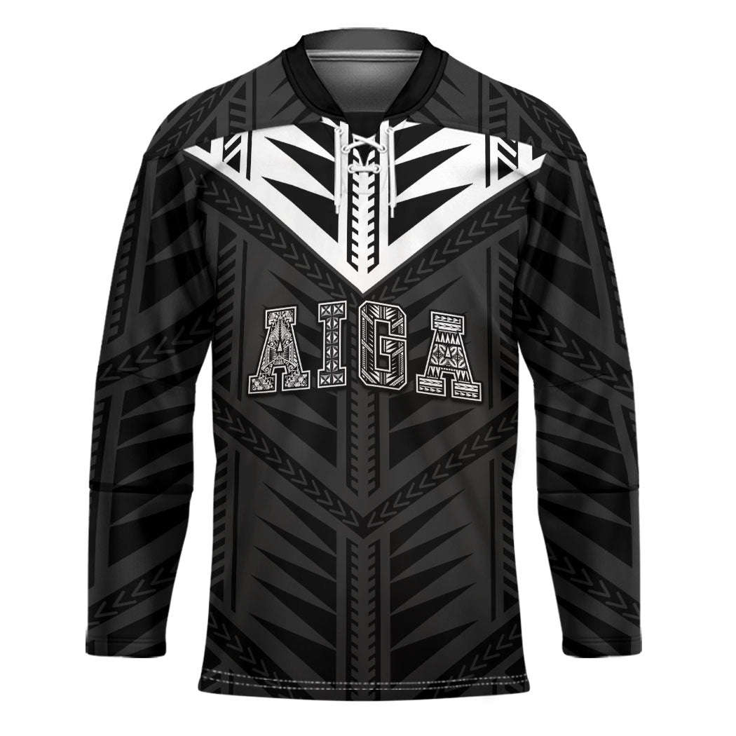 Samoa Aiga Hockey Jersey Samoan Tribal Pattern LT05 Unisex Black - Polynesian Pride