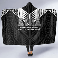 Samoa Aiga Hooded Blanket Samoan Tribal Pattern LT05 One Size Black - Polynesian Pride