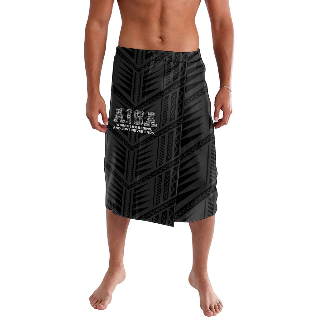 Samoa Aiga Lavalava Samoan Tribal Pattern LT05 Black - Polynesian Pride