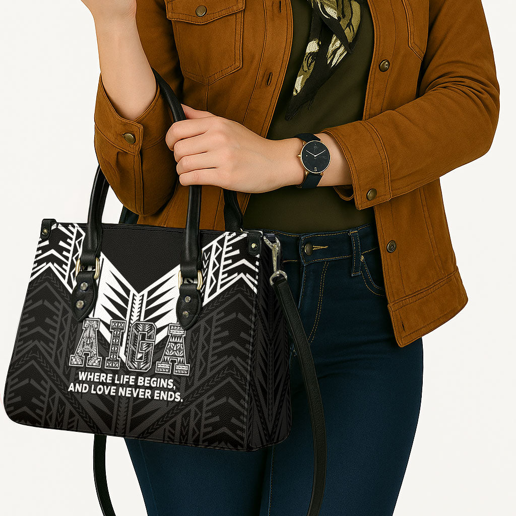 Samoa Aiga Leather Bag Samoan Tribal Pattern LT05 - Polynesian Pride