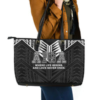 Samoa Aiga Leather Tote Bag Samoan Tribal Pattern LT05 - Polynesian Pride