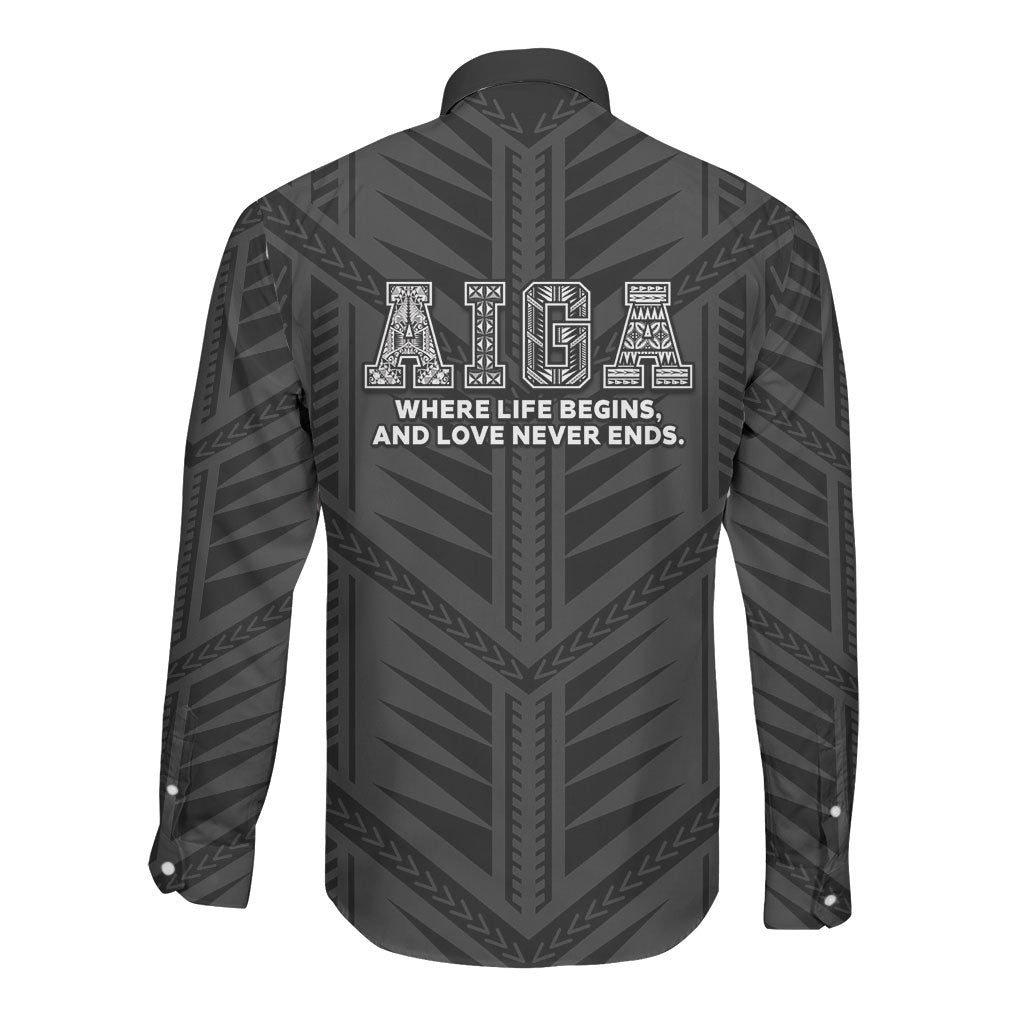 Samoa Aiga Long Sleeve Button Shirt Samoan Tribal Pattern LT05 - Polynesian Pride