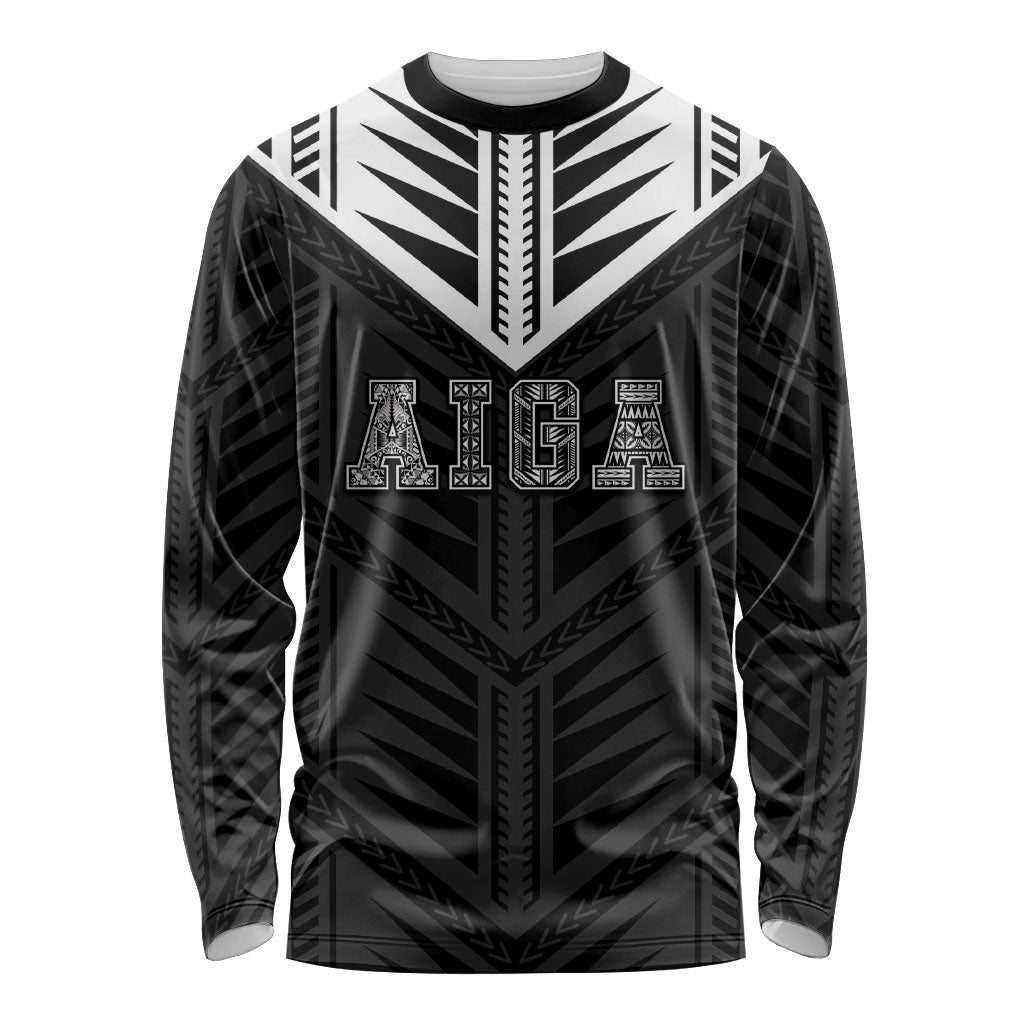 Samoa Aiga Long Sleeve Shirt Samoan Tribal Pattern LT05 Unisex Black - Polynesian Pride