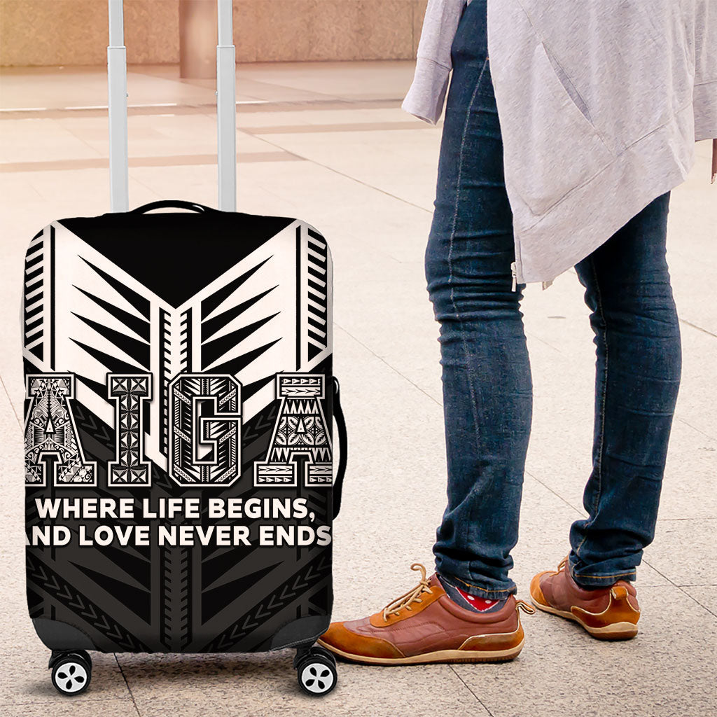 Samoa Aiga Luggage Cover Samoan Tribal Pattern LT05 Black - Polynesian Pride