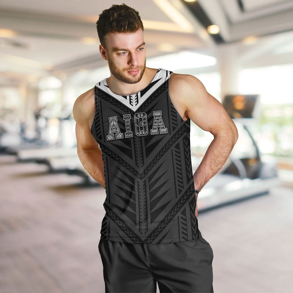 Samoa Aiga Men Tank Top Samoan Tribal Pattern LT05 Black - Polynesian Pride