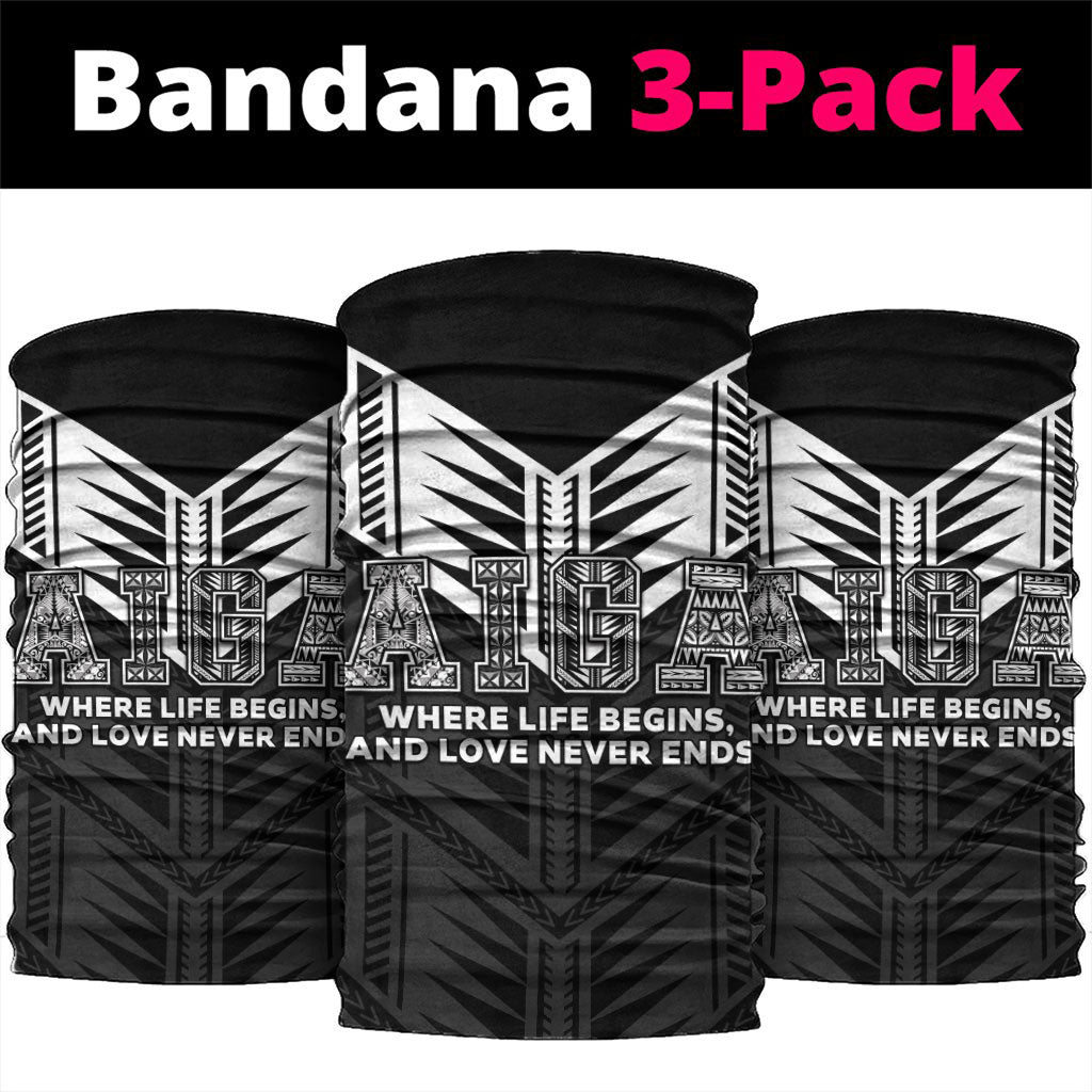 Samoa Aiga Neck Gaiter Samoan Tribal Pattern LT05 package One Size: 25*50cm Black - Polynesian Pride