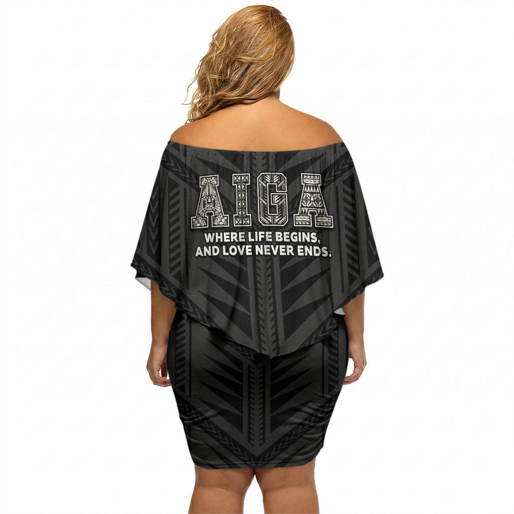 Samoa Aiga Off Shoulder Short Dress Samoan Tribal Pattern LT05 - Polynesian Pride