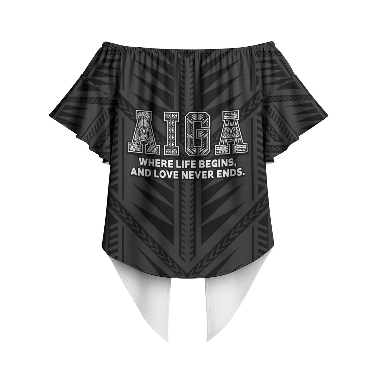 Samoa Aiga Off Shoulder Wrap Waist Top Samoan Tribal Pattern LT05 - Polynesian Pride