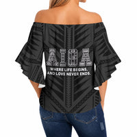 Samoa Aiga Off Shoulder Wrap Waist Top Samoan Tribal Pattern LT05 - Polynesian Pride