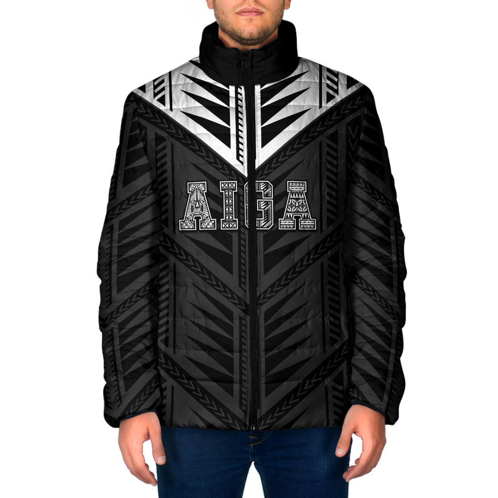 Samoa Aiga Padded Jacket Samoan Tribal Pattern LT05 Men Black - Polynesian Pride