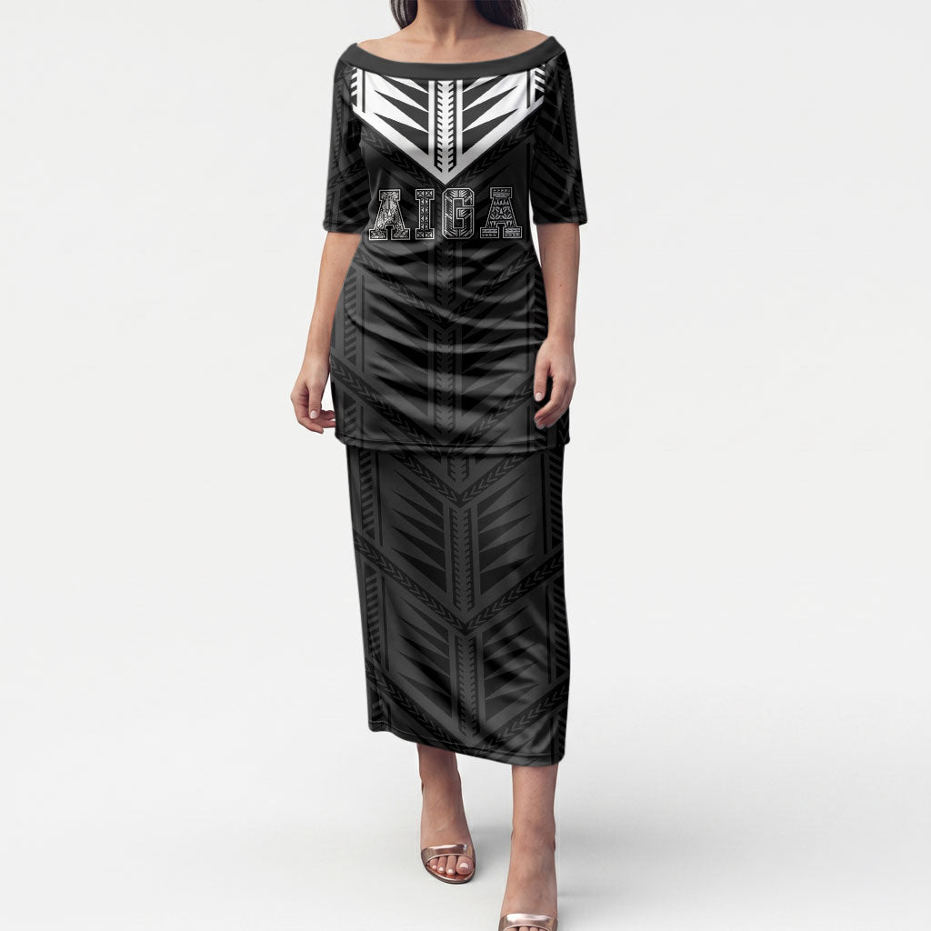Samoa Aiga Puletasi Samoan Tribal Pattern LT05 Long Dress Black - Polynesian Pride