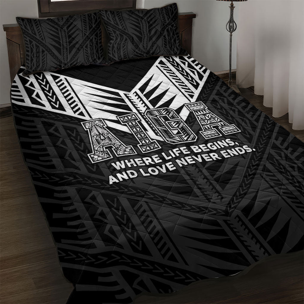 Samoa Aiga Quilt Bed Set Samoan Tribal Pattern LT05 Black - Polynesian Pride