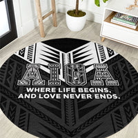 Samoa Aiga Round Carpet Samoan Tribal Pattern LT05 Black - Polynesian Pride