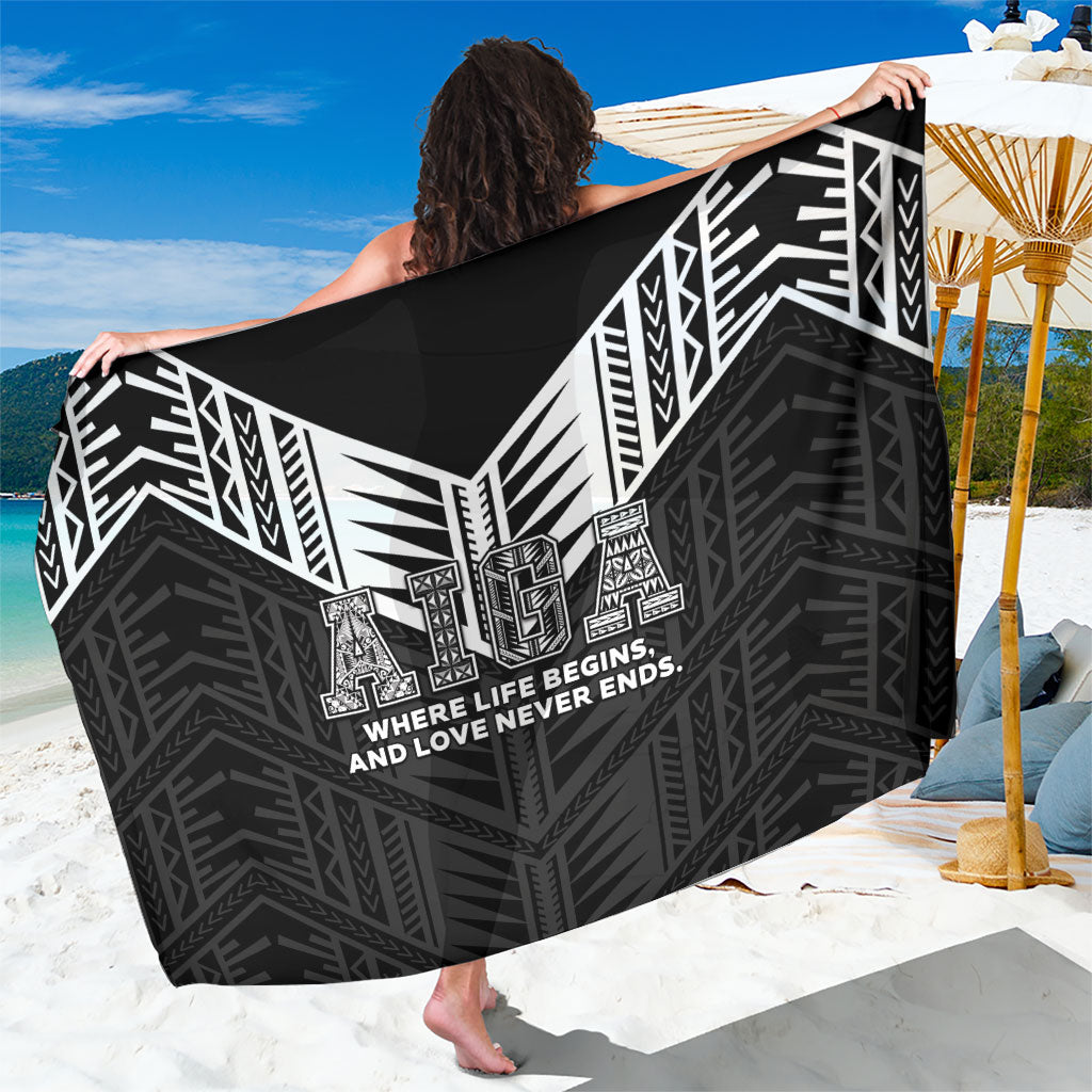 Samoa Aiga Sarong Samoan Tribal Pattern LT05 One Size 44 x 66 inches Black - Polynesian Pride