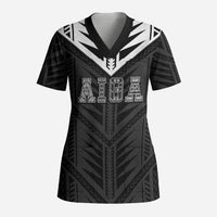 Samoa Aiga Scrub Top Samoan Tribal Pattern LT05 Adult Black - Polynesian Pride