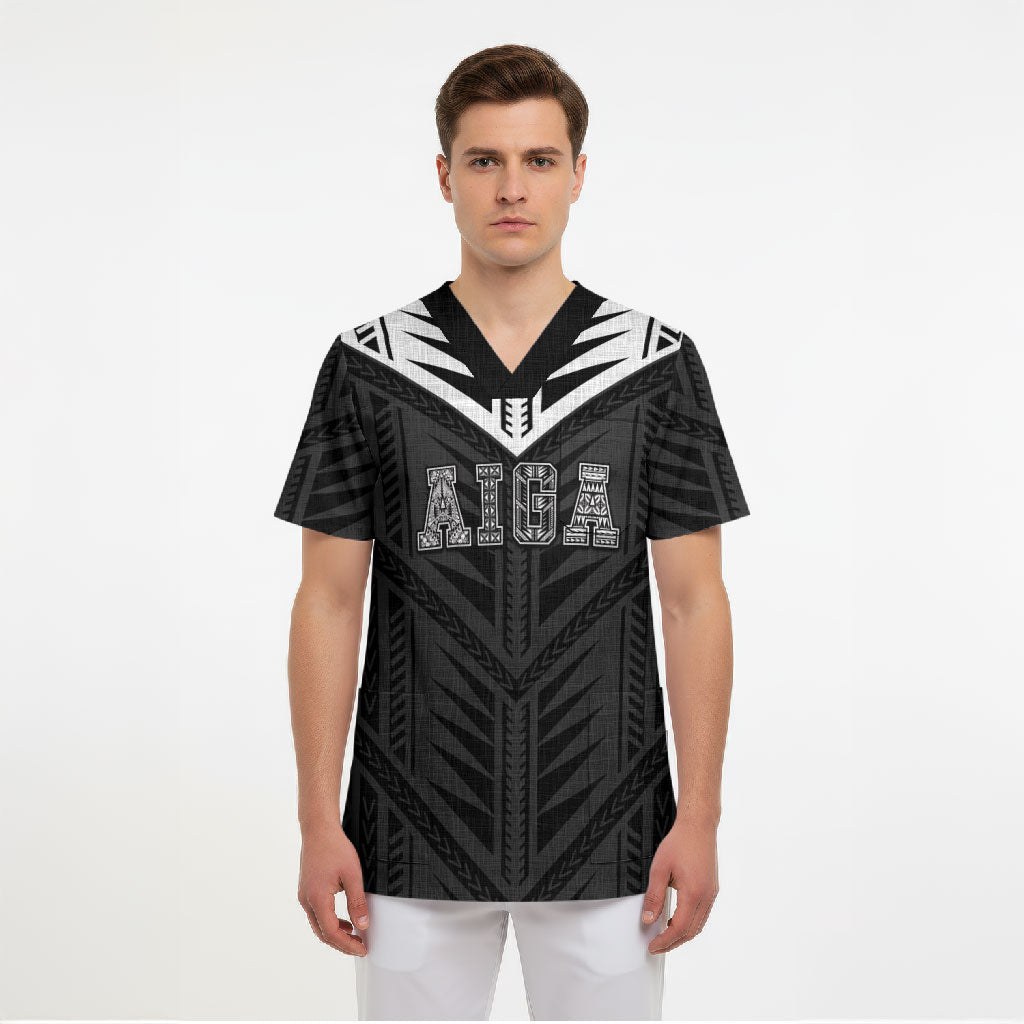 Samoa Aiga Scrub Top Samoan Tribal Pattern LT05 - Polynesian Pride