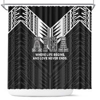 Samoa Aiga Shower Curtain Samoan Tribal Pattern LT05 Black - Polynesian Pride