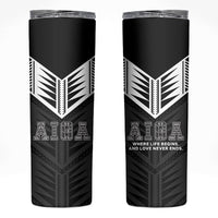 Samoa Aiga Skinny Tumbler Samoan Tribal Pattern LT05 Black - Polynesian Pride