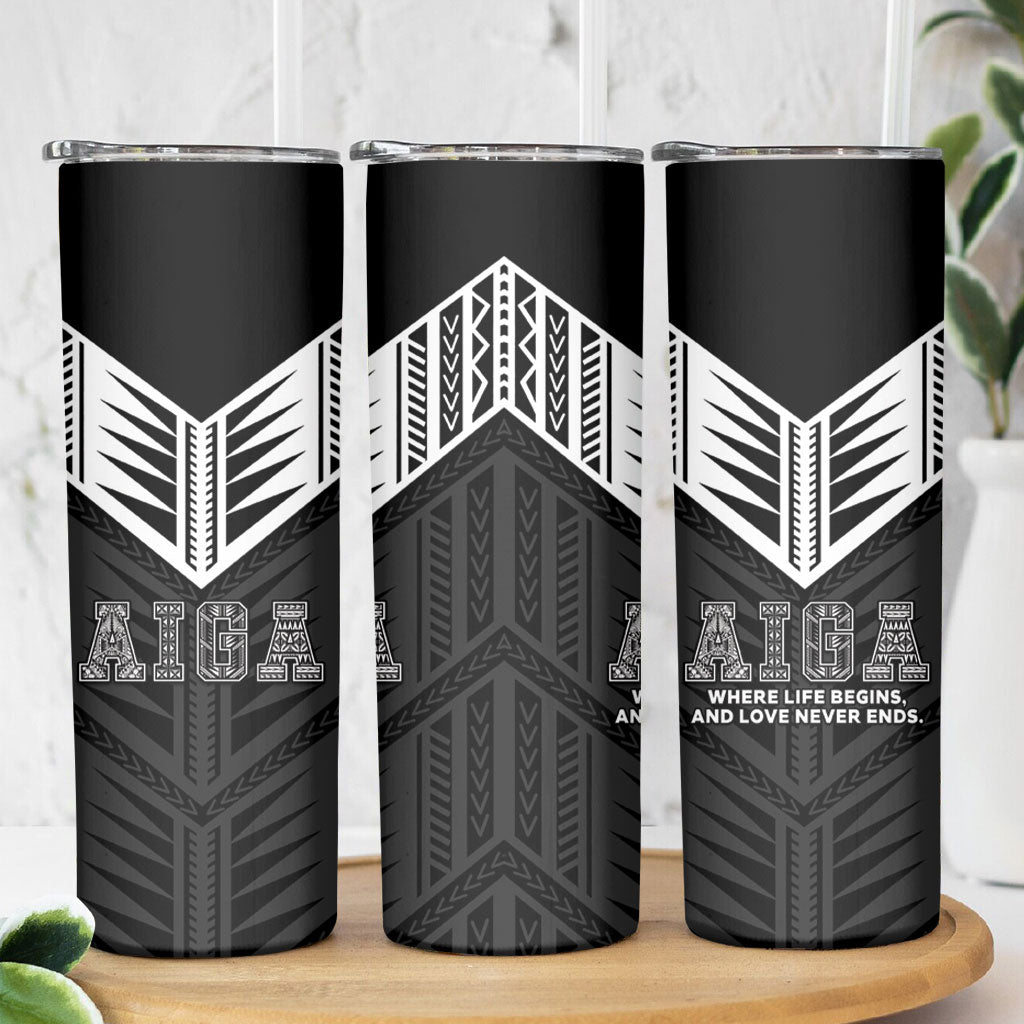 Samoa Aiga Skinny Tumbler Samoan Tribal Pattern LT05 - Polynesian Pride
