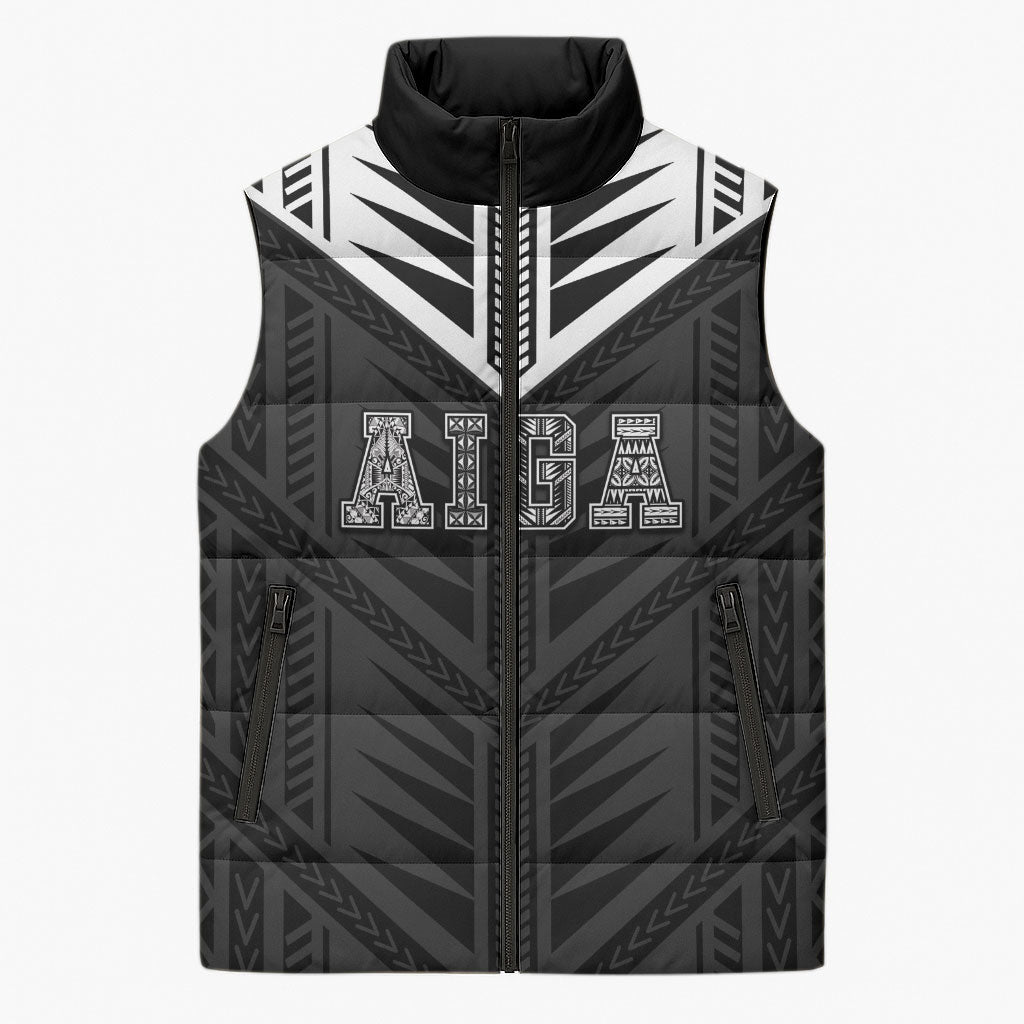 Samoa Aiga Sleeveless Puffer Jacket Samoan Tribal Pattern LT05 Unisex Black - Polynesian Pride