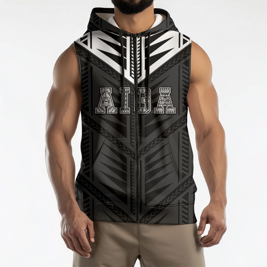 Samoa Aiga Sleeveless Zip Hoodie Samoan Tribal Pattern LT05 - Polynesian Pride