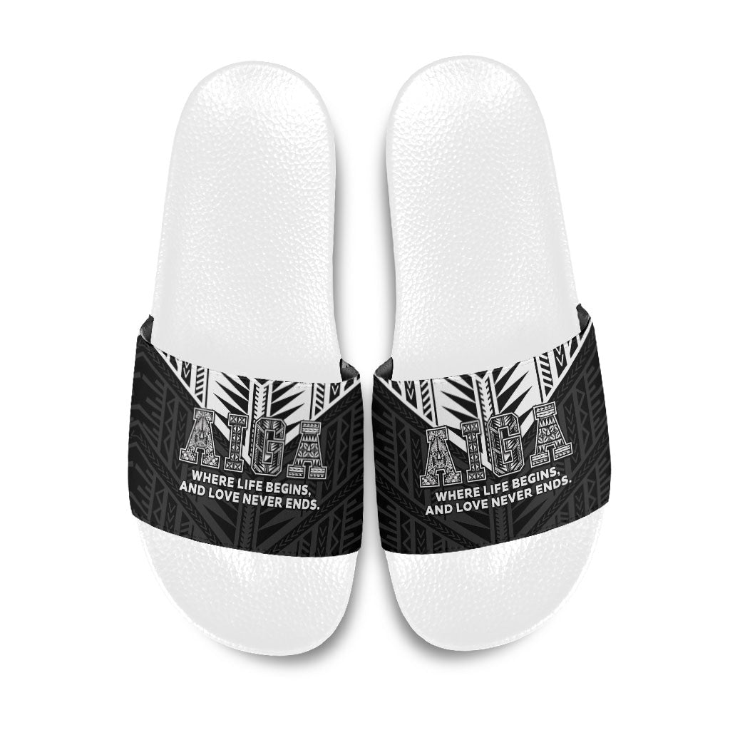 Samoa Aiga Slide Sandals Samoan Tribal Pattern LT05 Black - Polynesian Pride