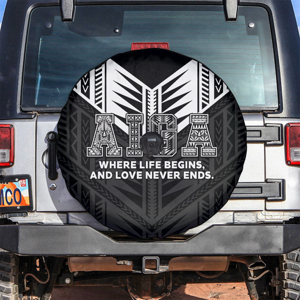 Samoa Aiga Spare Tire Cover Samoan Tribal Pattern LT05 Black - Polynesian Pride