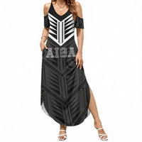 Samoa Aiga Summer Maxi Dress Samoan Tribal Pattern LT05 Women Black - Polynesian Pride