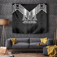 Samoa Aiga Tapestry Samoan Tribal Pattern LT05 Black - Polynesian Pride