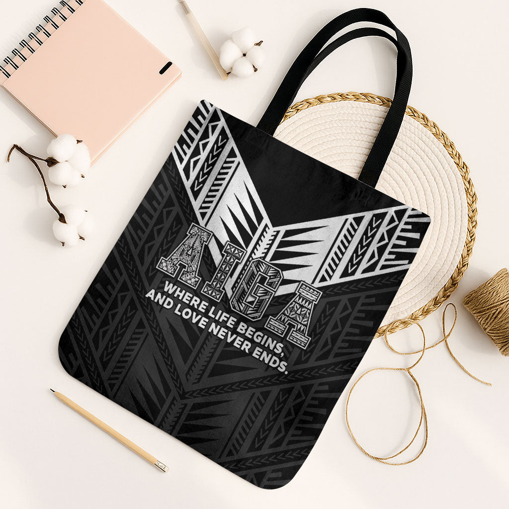 Samoa Aiga Tote Bag Samoan Tribal Pattern LT05 Black Strap One Size Black - Polynesian Pride