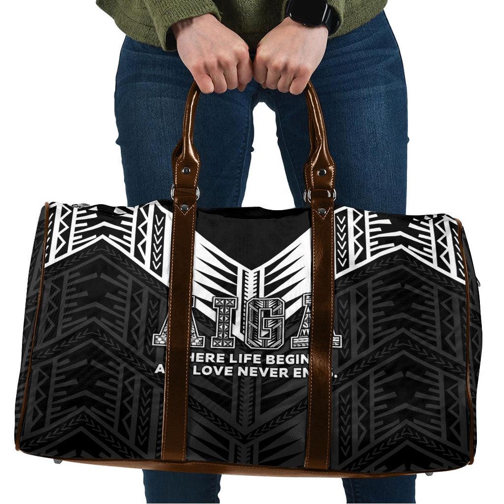Samoa Aiga Travel Bag Samoan Tribal Pattern LT05 Black - Polynesian Pride