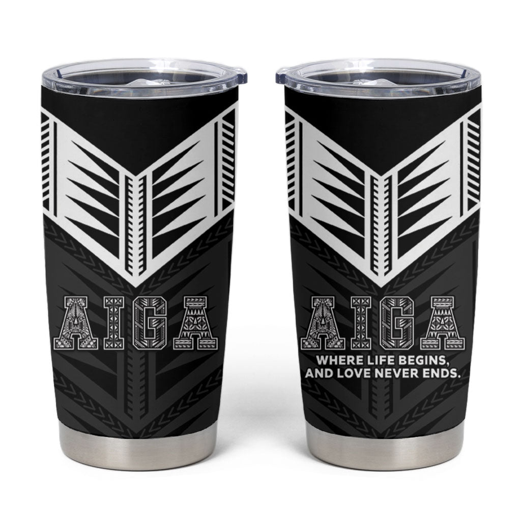 Samoa Aiga Tumbler Cup Samoan Tribal Pattern LT05 Black - Polynesian Pride