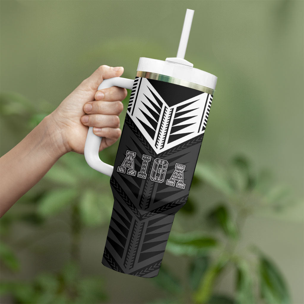 Samoa Aiga Tumbler With Handle Samoan Tribal Pattern LT05 - Polynesian Pride