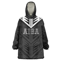 Samoa Aiga Wearable Blanket Hoodie Samoan Tribal Pattern LT05 One Size Black - Polynesian Pride