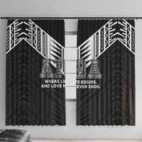 Samoa Aiga Window Curtain Samoan Tribal Pattern LT05 With Hooks Black - Polynesian Pride