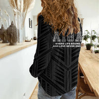 Samoa Aiga Women Casual Shirt Samoan Tribal Pattern LT05 - Polynesian Pride