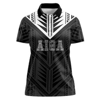 Samoa Aiga Women Polo Shirt Samoan Tribal Pattern LT05 Female Black - Polynesian Pride