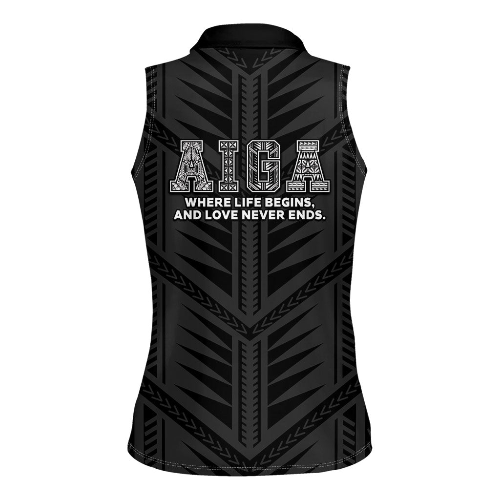 Samoa Aiga Women Sleeveless Polo Shirt Samoan Tribal Pattern LT05 - Polynesian Pride